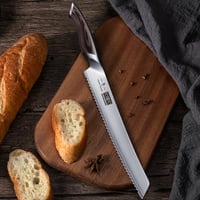 HOSHANHO Nož za kruh 25 cm, nazubljena oštrica od nehrđajućeg čelika, profesionalni kuhinjski nož za rezanje kruha 6