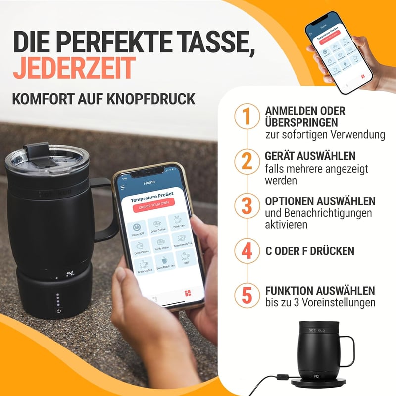 Hot Kup Önmelegítő Okos Bögre Teljes Hőmérséklet Szabályozással