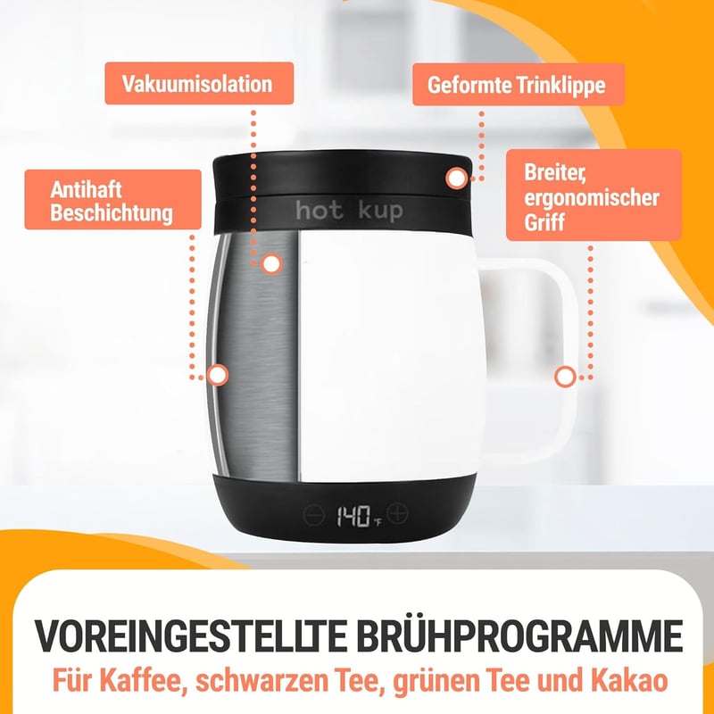 Hot Kup Önmelegítő Okos Bögre Teljes Hőmérséklet Szabályozással
