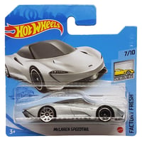 Autíčko Hot Wheels McLaren Speedtail – Factory Fresh 7/105 – GTC55 – Strieborná metalíza – Short Card – Mattel 2021 1