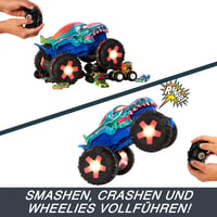 Na diaľkové ovládanie ovládané auto Hot Wheels Monster Trucks JBD90 Mega Wrex Alive v mierke 1:15, s 3 hernými režimami, interaktívnymi svetlami a zvukmi 5
