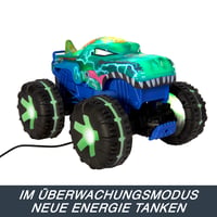 Na diaľkové ovládanie ovládané auto Hot Wheels Monster Trucks JBD90 Mega Wrex Alive v mierke 1:15, s 3 hernými režimami, interaktívnymi svetlami a zvukmi 6
