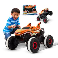 RC auto Hot Wheels Monster Trucks Tiger Shark s technológiou Terrain Stomp, režim Wheelie, jazda na 2 alebo 4 kolesách, od 4 rokov, HGV87 1