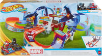 Hot Wheels RacerVerse Pókember Hálóvető Versenypálya Spider-Man és Black Panther Kisautókkal, Dr. Octopus Elől Menekülve, 4+ Éves Gyerekekne 6