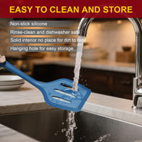 Set 2 spatule din silicon Hotec, spatulă cu fantă termorezistentă, fără BPA, lavabilă în mașina de spălat vase, spatulă antiaderentă, albastru închis 8