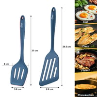 Set 2 spatule din silicon Hotec, spatulă cu fantă termorezistentă, fără BPA, lavabilă în mașina de spălat vase, spatulă antiaderentă, albastru închis 2