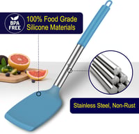 HOTEC Szilikon Spatula Készlet 2db Hőálló 315°C Rozsdamentes Acél Nyéllel Kék 3