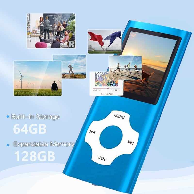 Hotechs 32GB MP3 MP4 lejátszó 1.8" LCD kijelzővel és FM rádióval - Deep blue