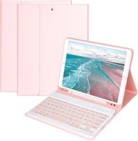 HOTLIFE Bluetooth Billentyűzet Tok iPad 10.2" - Mágneses QWERTZ Német Billentyűzet Rózsaszín 1