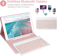 HOTLIFE Bluetooth Billentyűzet Tok iPad 10.2" - Mágneses QWERTZ Német Billentyűzet Rózsaszín 5