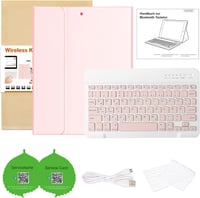 HOTLIFE Bluetooth Billentyűzet Tok iPad 10.2" - Mágneses QWERTZ Német Billentyűzet Rózsaszín 7