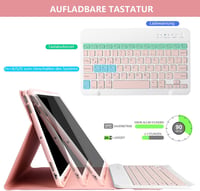 HOTLIFE Bluetooth Billentyűzet Tok iPad 10.2" - Mágneses QWERTZ Német Billentyűzet Rózsaszín 4