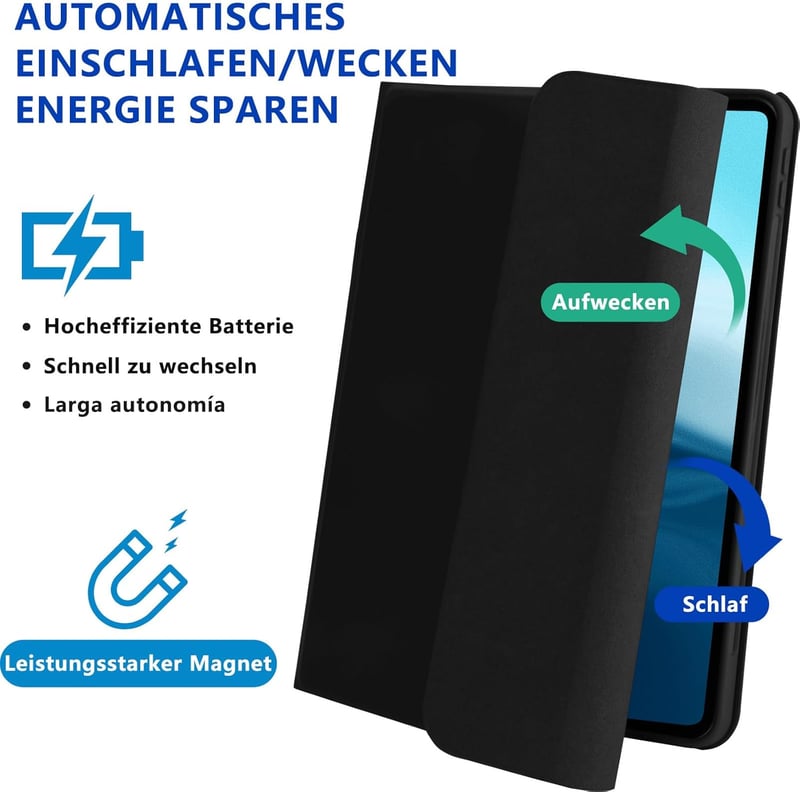HOTLIFE iPad Air 11 hüvely billentyűzettel, M2/M3 2024/2025, toll tartóval, fekete