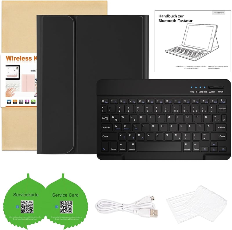 HOTLIFE iPad Air 11 hüvely billentyűzettel, M2/M3 2024/2025, toll tartóval, fekete