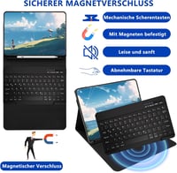 HOTLIFE iPad Air 11 hüvely billentyűzettel, M2/M3 2024/2025, toll tartóval, fekete 6