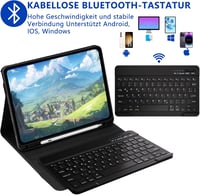 HOTLIFE iPad Air 11 hüvely billentyűzettel, M2/M3 2024/2025, toll tartóval, fekete 3