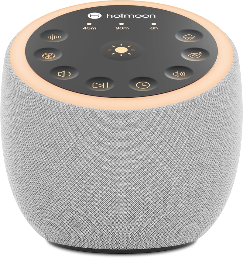 Aparat cu zgomot alb Hotmoon, alimentare USB, 40 de sunete, 8 moduri de iluminare, funcție de memorie pentru somn