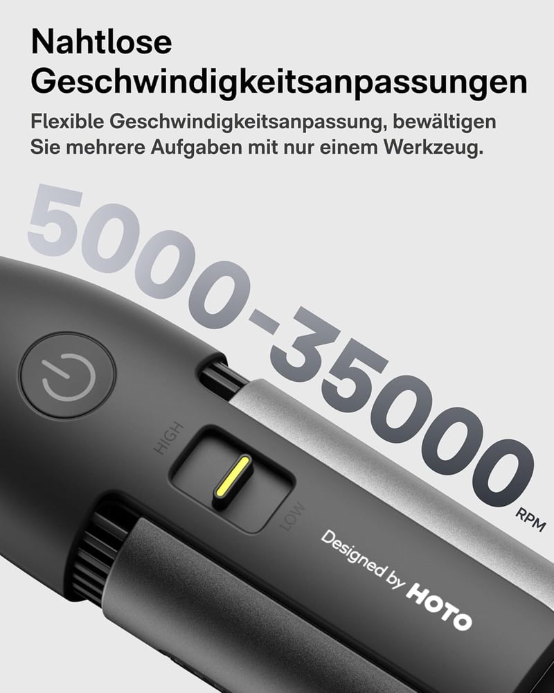 HOTO 12V Multifunkciós Forgószerszám Készlet 37 Tartozékkal, Változtatható Fordulatszám 5000-35000 RPM Vágáshoz Csiszoláshoz Gravírozáshoz