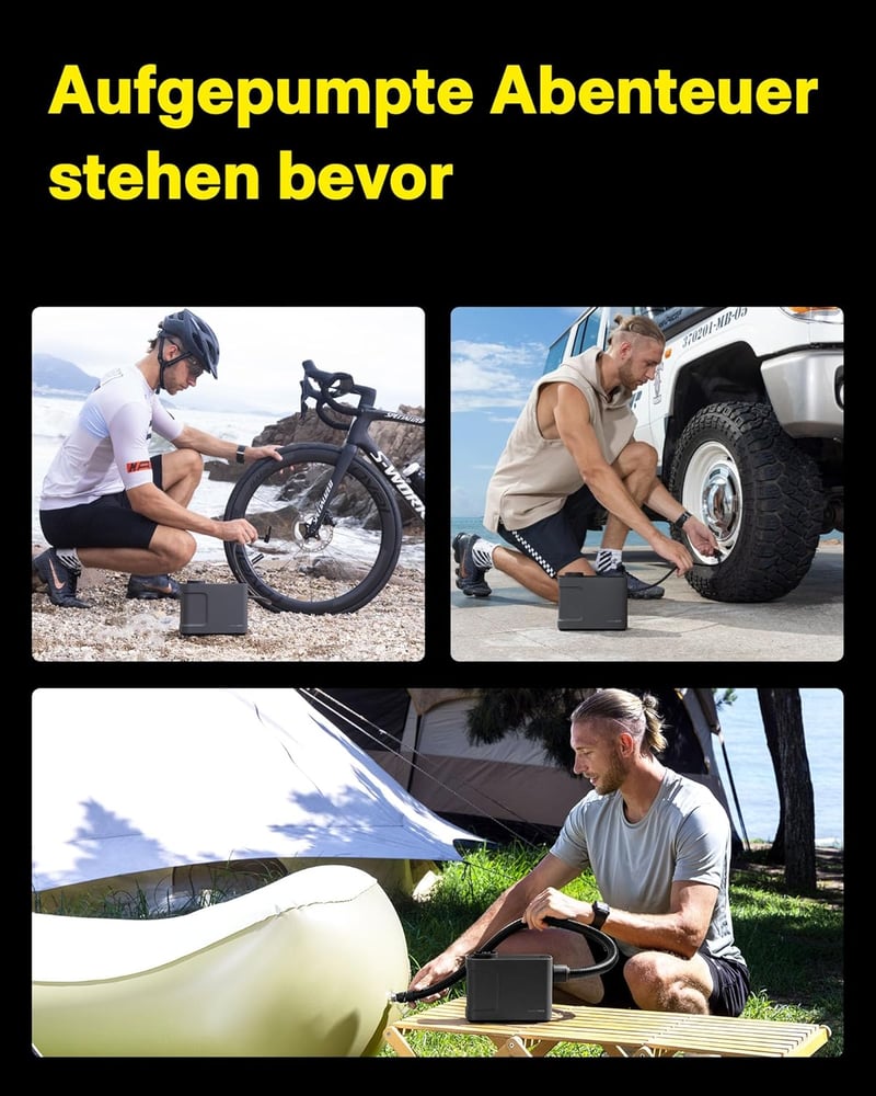 HOTO Elektromos Légpumpa Vezeték Nélküli Hordozható Kompresszor Autó Kerékpár 9 Mód SUP Matrac Sátor Medence