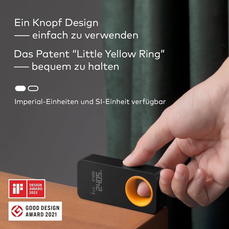 HOTO Lézeres Távolságmérő 30m Hatótáv, Bluetooth Kapcsolat, OLED Kijelző, USB-C Töltés, Digitális Lézermérő Szalag