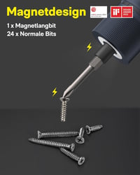 HOTO Mágneses Elektromos Csavarhúzó 25 Bittel, LED Lámpával és USB-C Töltéssel 6