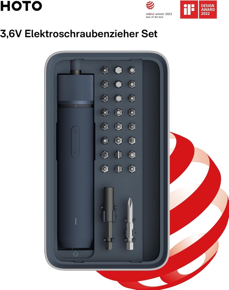HOTO Mágneses Elektromos Csavarhúzó 25 Bittel, LED Lámpával és USB-C Töltéssel