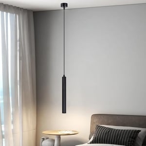 HOTUT Cilindrična visilica crna, moderna aluminijska stropna svjetiljka, podesiva po visini, 30 cm, za kuhinju, blagovaonicu, spavaću sobu, bar