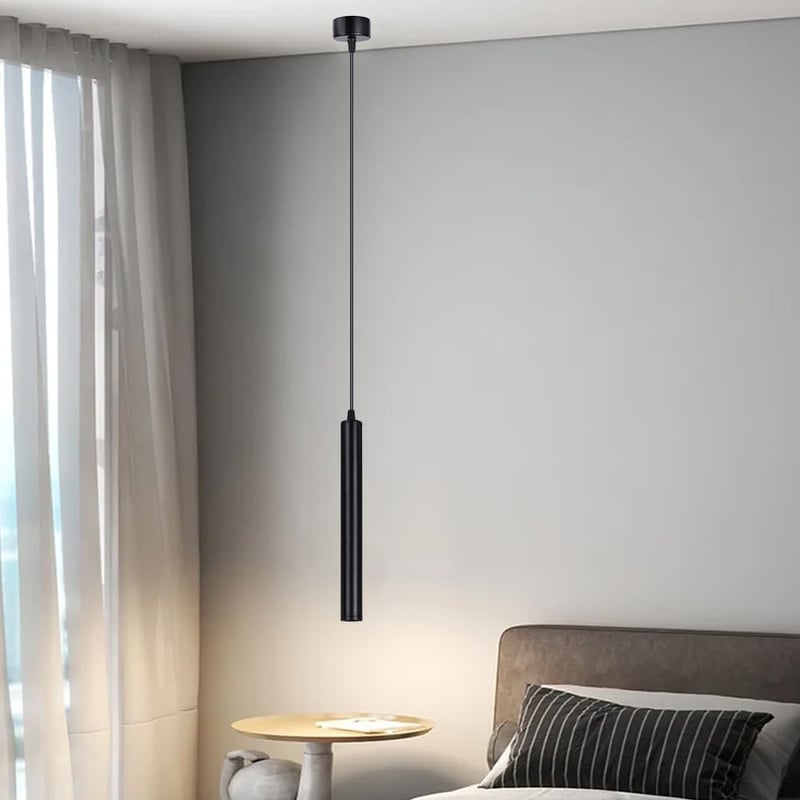 HOTUT Valcové závesné svietidlo čierne, moderná hliníková stropná lampa, nastaviteľná výška, 30 cm, do kuchyne, jedálne, spálne, baru