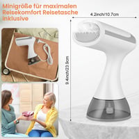 HOTUT Prenosný naparovač odevov, 1500 W parná kefa, ručná naparovacia žehlička s 300 ml nádržkou na vodu, vrátane žehliacej rukavice a odstraňovača žmolkov, biela 2