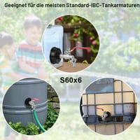 HOTUT ventil na IBC nádrž 3/4 palca, adaptér S60x6, mosadz, prípojka na 1000-litrovú nádrž na vodu s hadicovou spojkou, tesný záhradný kohútik 5