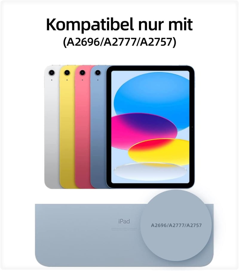 HOU Billentyűzetes Tok iPad 10. Generáció 10.9" 2022 - Állítható Szögű Smart Folio Mágneses Töltéssel Fehér