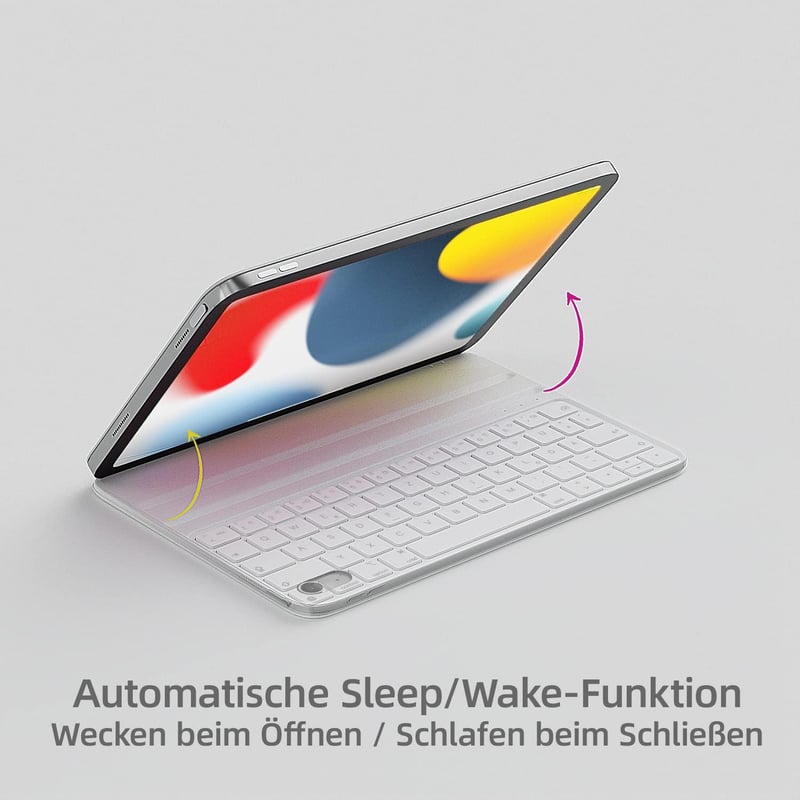 HOU Billentyűzetes Tok iPad 10. Generáció 10.9" 2022 - Állítható Szögű Smart Folio Mágneses Töltéssel Fehér