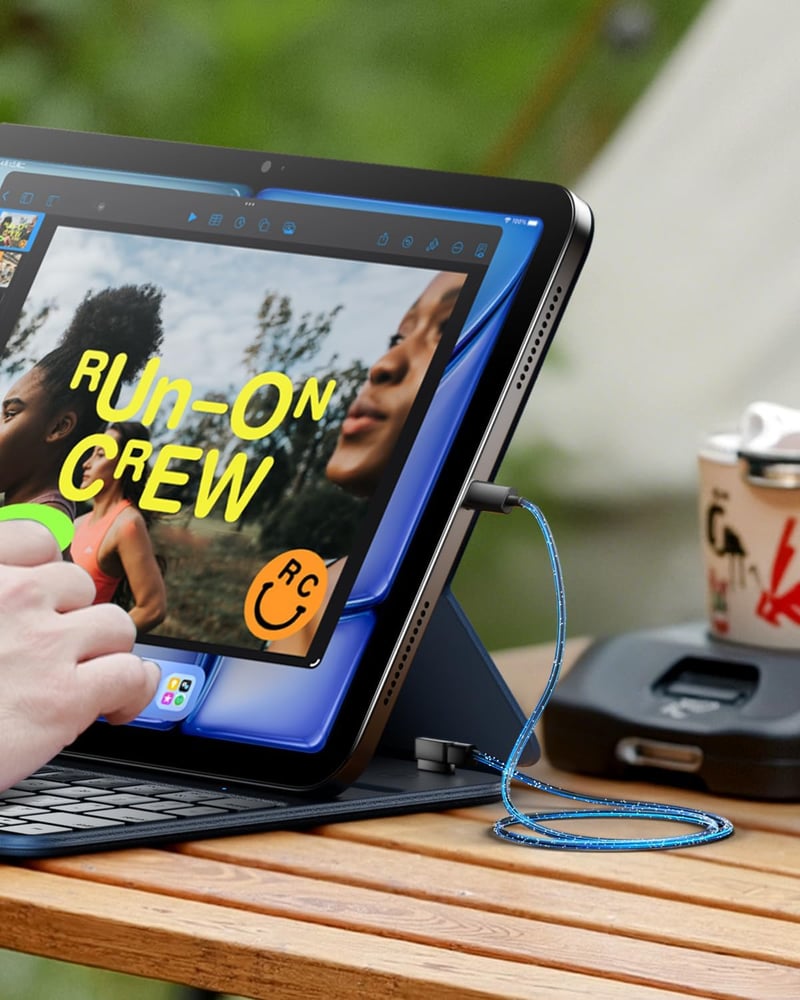 HOU Billentyűzetes Tok iPad Pro 11 (2018-2022) és Air 11 M3/M2 Modellekhez, Vékony Folio Védőtok QWERTZ Kiosztással, Fekete