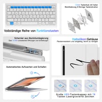 Puzdro s klávesnicou HOU pre Samsung Galaxy Tab S10+/S9+/S9 FE+/S8+/S7+/S7 FE 12,4", magnetický stojan, trackpad, držiak na S Pen, 7-farebné podsvietenie, biele 4
