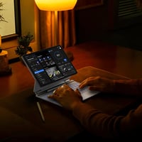 Puzdro s klávesnicou HOU pre Samsung Galaxy Tab S10+/S9+/S9 FE+/S8+/S7+/S7 FE 12,4", magnetický stojan, trackpad, držiak na S Pen, 7-farebné podsvietenie, biele 7