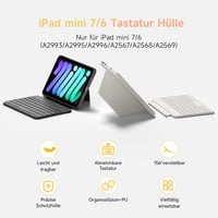 HOU Bluetooth Billentyűzet Tok iPad Mini 7/6 Készülékhez - Ultravékony, Mágneses, Állítható, 7 Színű Háttérvilágítás, QWERTZ Kiosztás 2