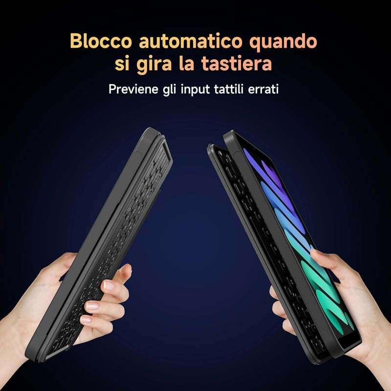 HOU Bluetooth Billentyűzetes Tok iPad Mini 6 (2021) 8.3" Tablethez - 150° Mágnesesen Levehető, Ütésálló Védőtok USB-C Töltéssel, Fekete