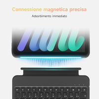 HOU Bluetooth Billentyűzetes Tok iPad Mini 6 (2021) 8.3" Tablethez - 150° Mágnesesen Levehető, Ütésálló Védőtok USB-C Töltéssel, Fekete 6