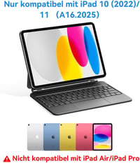 HOU iPad 10 Billentyűzet Trackpaddal - 7 Színű Háttérvilágítás, Mágneses Tok, QWERTZ Kiosztás, 10. Generációs iPad 2022 Kompatibilis, Rózsas 2