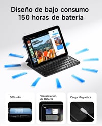 HOU iPad 10. és 11. Generáció Billentyűzet Tok Mágneses Tartóval, Bluetooth Kapcsolat, Fekete Műbőr, Vékony Dizájn 4