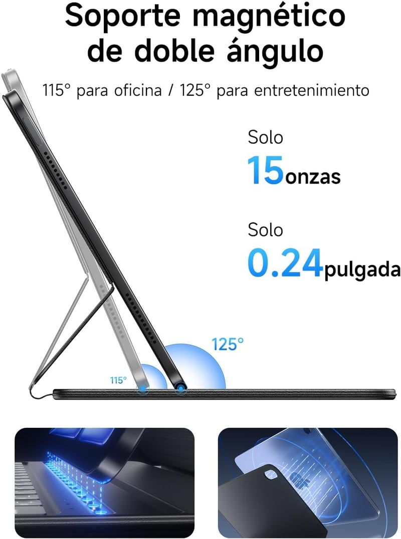 HOU iPad 10. és 11. Generáció Billentyűzet Tok Mágneses Tartóval, Bluetooth Kapcsolat, Fekete Műbőr, Vékony Dizájn