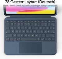 HOU iPad 10. generáció billentyűzetes tok forgó billentyűzettel, 7 színű háttérvilágítás - kék 4