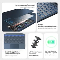 HOU iPad 10. generáció billentyűzetes tok forgó billentyűzettel, 7 színű háttérvilágítás - kék 3