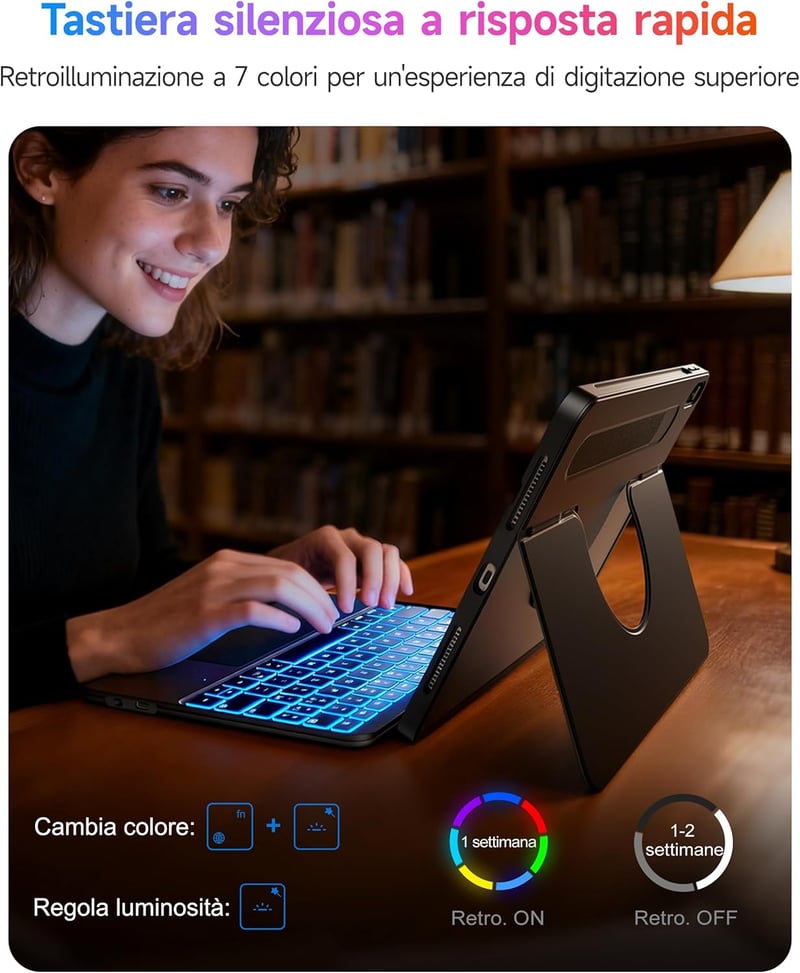 HOU iPad 11/10 Generáció Billentyűzetes Tok Forgatható Billentyűzettel és Ceruzatartóval