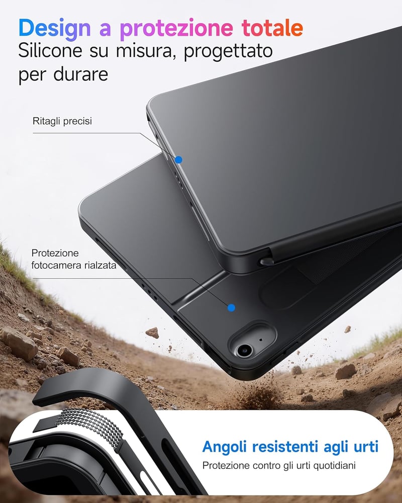 HOU iPad 11/10 Generáció Billentyűzetes Tok Forgatható Billentyűzettel és Ceruzatartóval