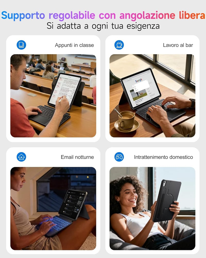 HOU iPad 11/10 Generáció Billentyűzetes Tok Forgatható Billentyűzettel és Ceruzatartóval