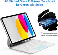 HOU iPad 11/10 Generációs Billentyűzetes Tok - Mágneses Állvány, 7 Színű Háttérvilágítás, QWERTZ Kiosztás, Bluetooth, Fehér 3