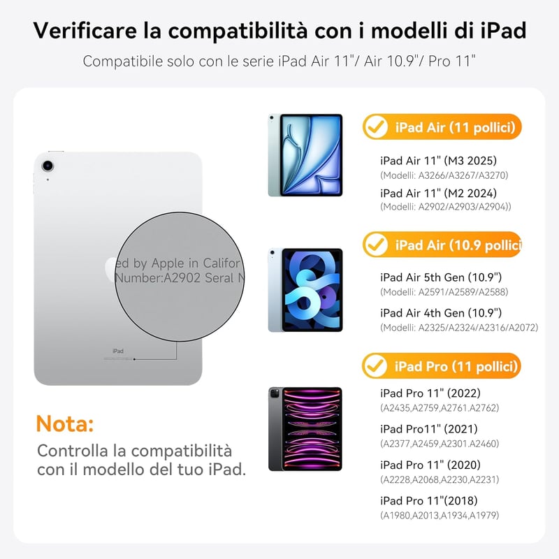 HOU iPad Air 11 M2 2024 Mágneses Billentyűzetes Tok Touchpad-dal