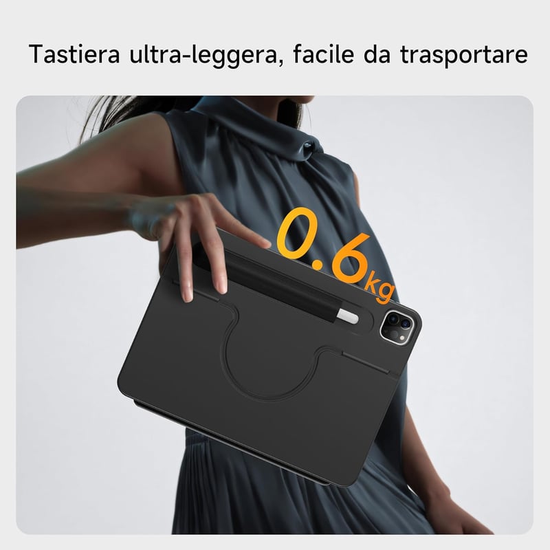 HOU iPad Air 11 M2 2024 Mágneses Billentyűzetes Tok Touchpad-dal