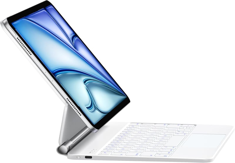 HOU iPad Air 11 (M3 2025/M2 2024)/Air 5/Air 4 Bluetooth Billentyűzetes Tok, iPad Pro 11 Kompatibilis, 7 Színű RGB Háttérvilágítás, Touchpad,